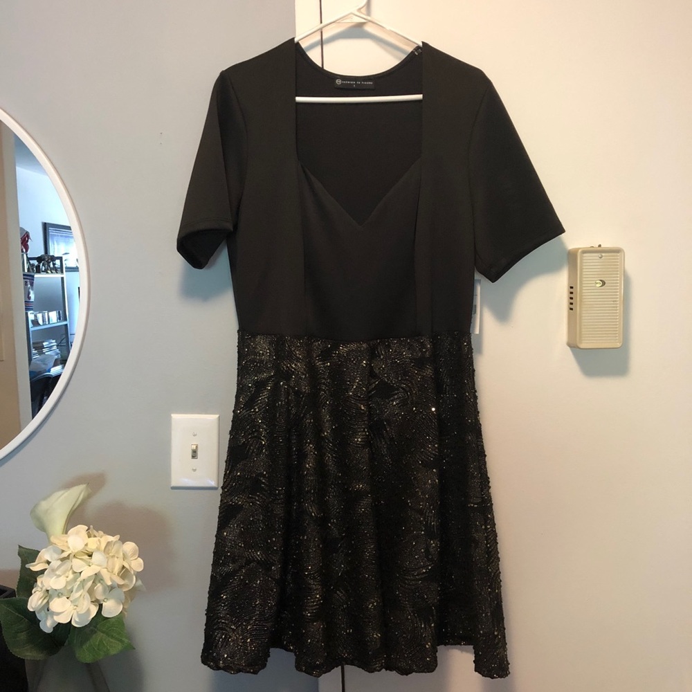 Fashion To Figure Gold and Black Dress